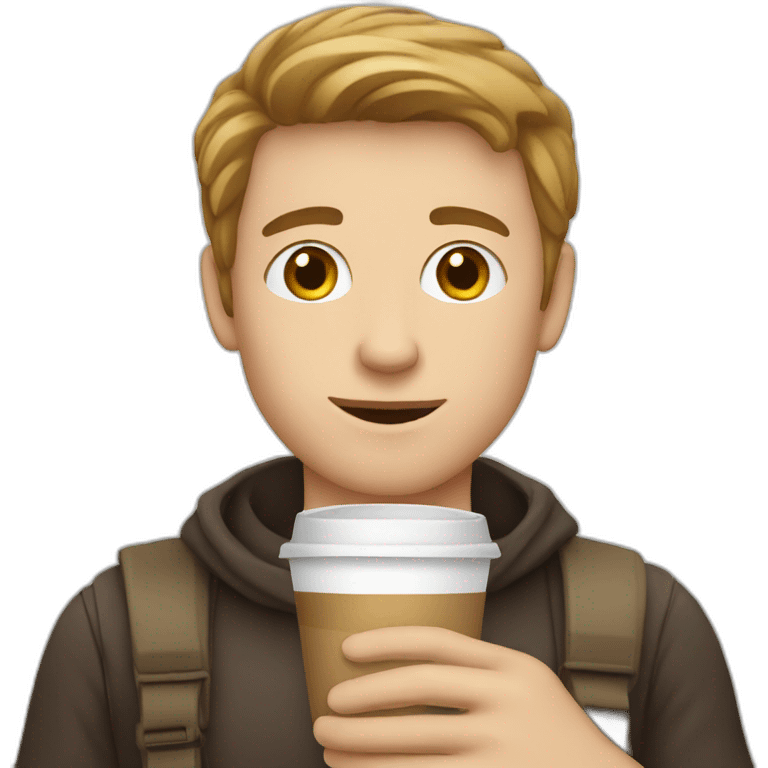 young white man drinking coffee emoji