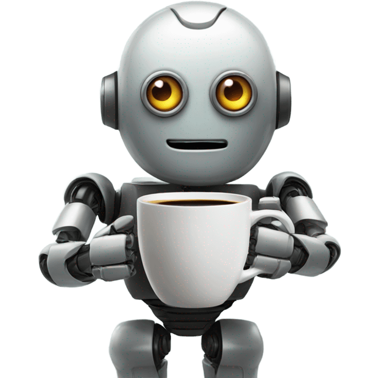 robot with a cup of coffee emoji