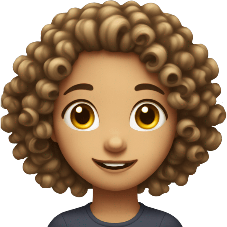 Girl with curly hairs big cheeks with very funny mood  emoji