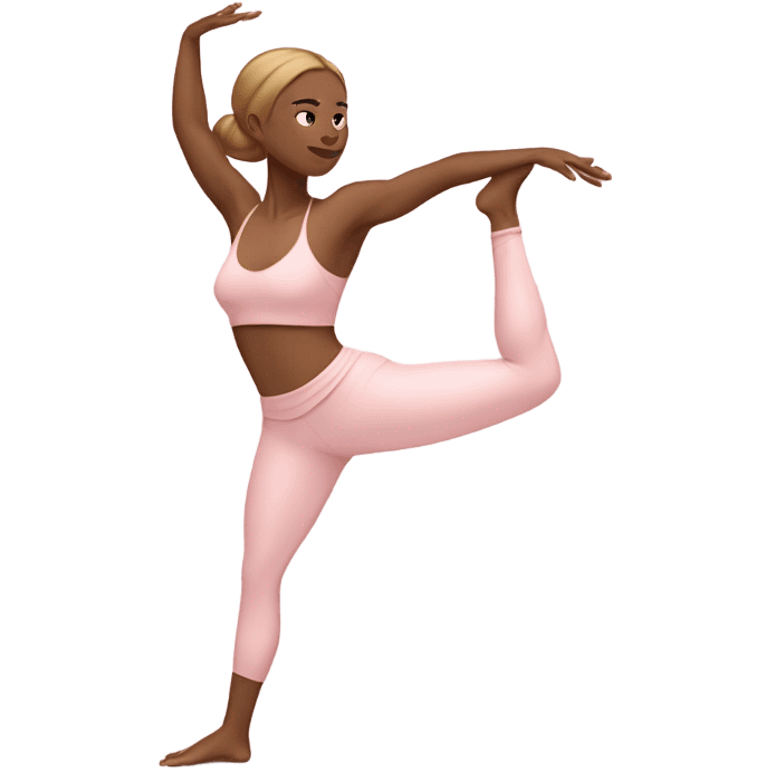 light brown hair yoga girl light pink clothes warrior pose  emoji