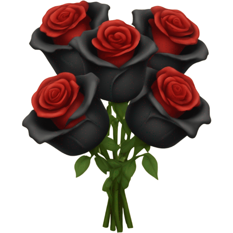 Gothic three Black roses and three red roses in a bouquet  emoji