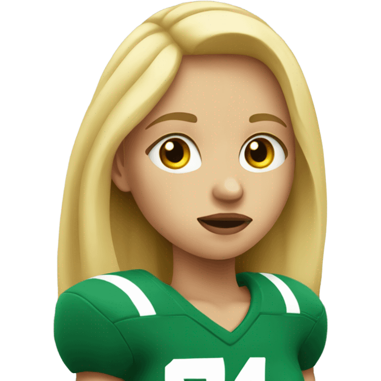 blonde girl holding a football while crying emoji