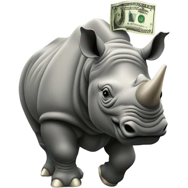 Onwards & upwards rhino riding $ sign emoji