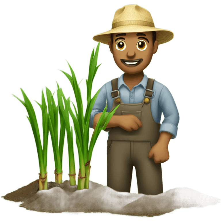 Farmer planting sugarcane  emoji