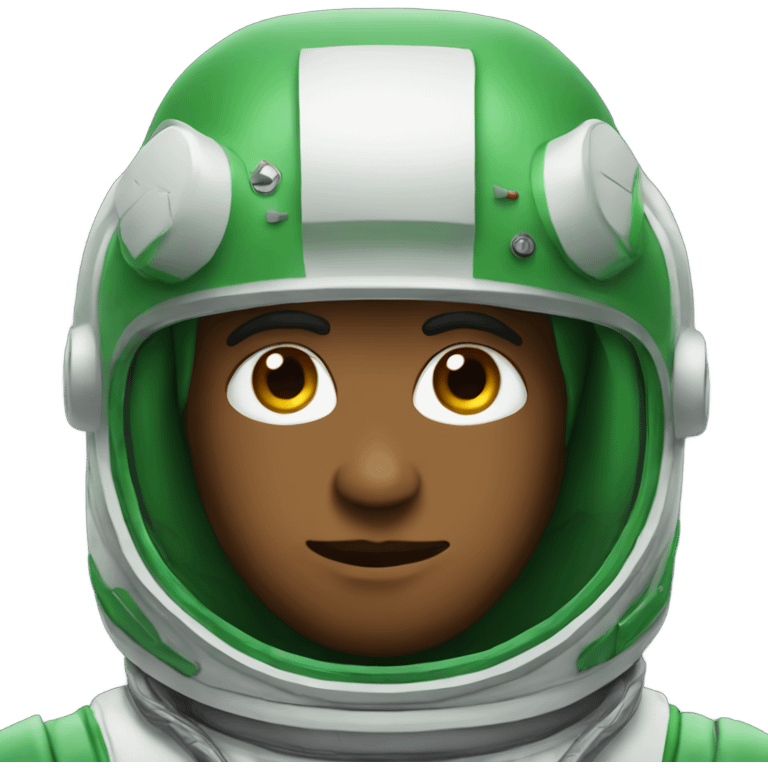 a green astronaut survivor with a unibrow emoji