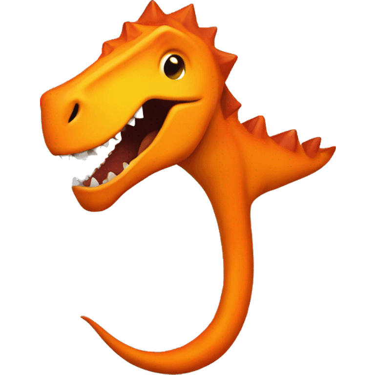 A dinosaur but orange with long tail, but burning at the end tip emoji