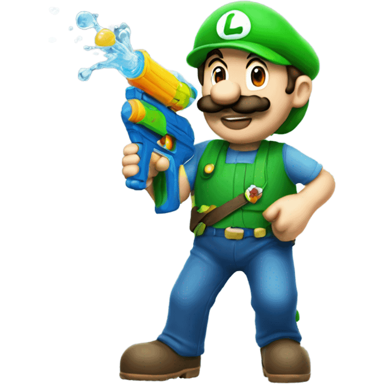 Luigi with a water gun emoji