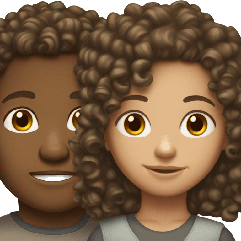 pretty brunette girl with lightskin curly hair boy just two  emoji