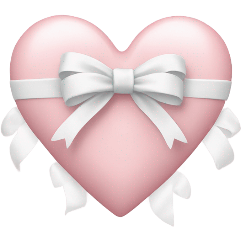 Pastel pink heart with white bow emoji