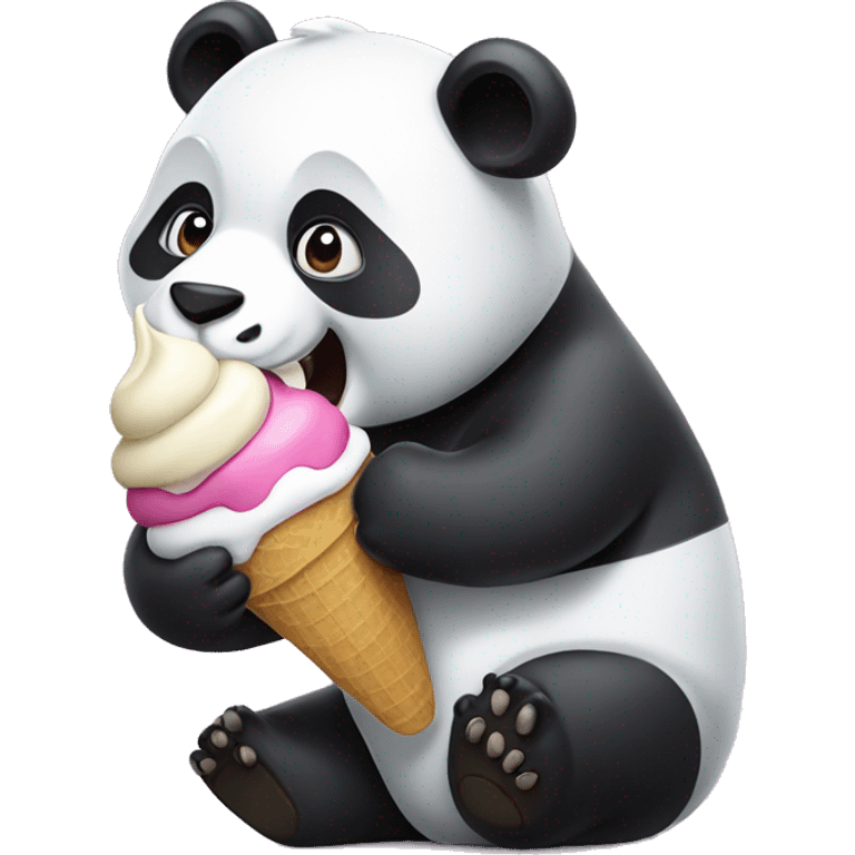 Panda eating ice cream emoji