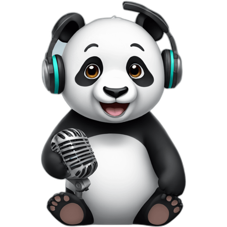 Panda with headphones singing in a microphone  emoji