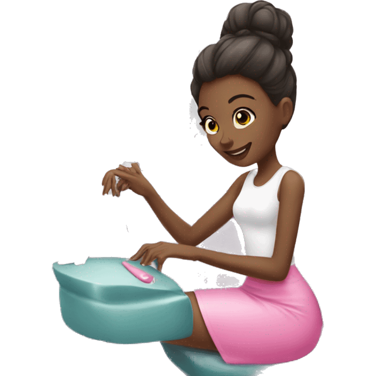 Girl getting a manicure at nail salon emoji