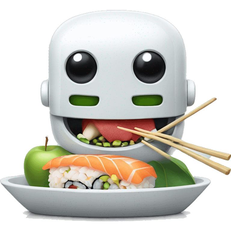 Apple Robot eating sushi emoji