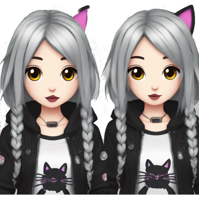 Edgy Kawaii Cute Cool Cartoon Beautiful Elegant Pretty Anime Punk Techwear Gothic Catgirl emoji