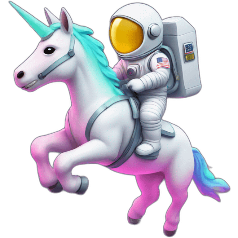 astronaut ridding neon unicorn emoji