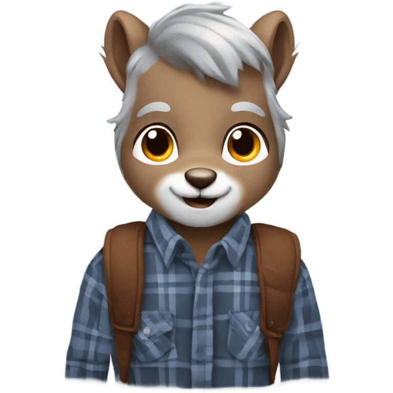 Squirrel and flannel shirt grey hair  emoji