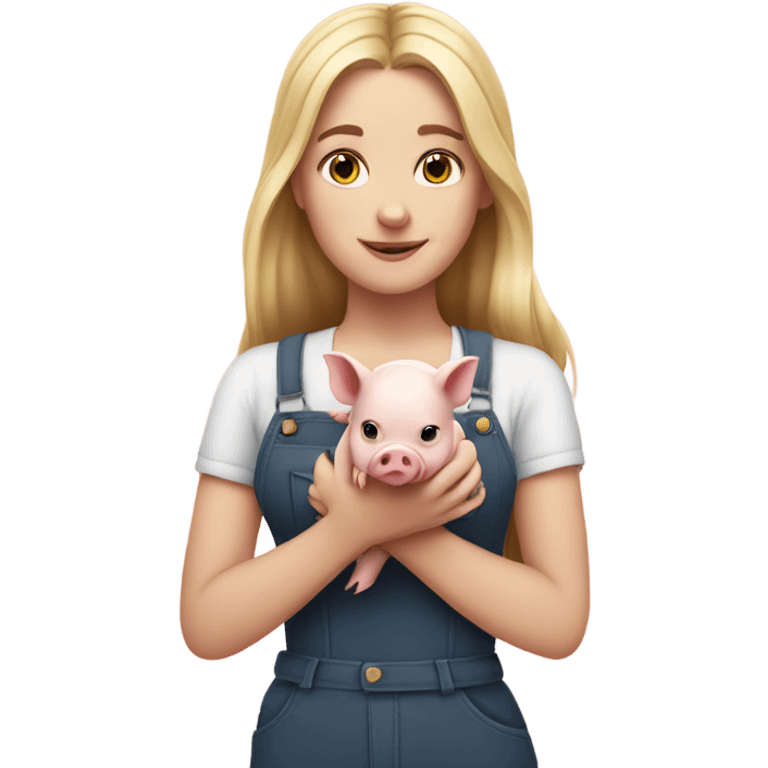 White girl Holding a very tiny pig emoji