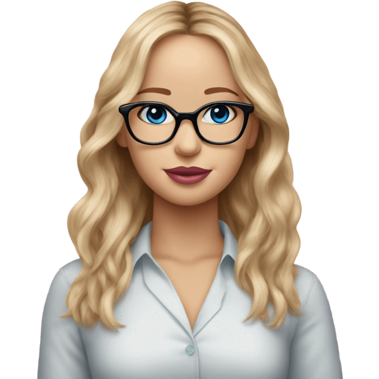 Jennifer Lawrence,  blu eyes wearing glasses and pink kisses emoji