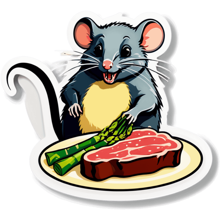 Rat eating steak and asparagus emoji