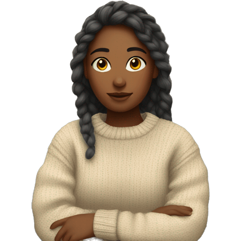 girl in cozy sweater indoors emoji