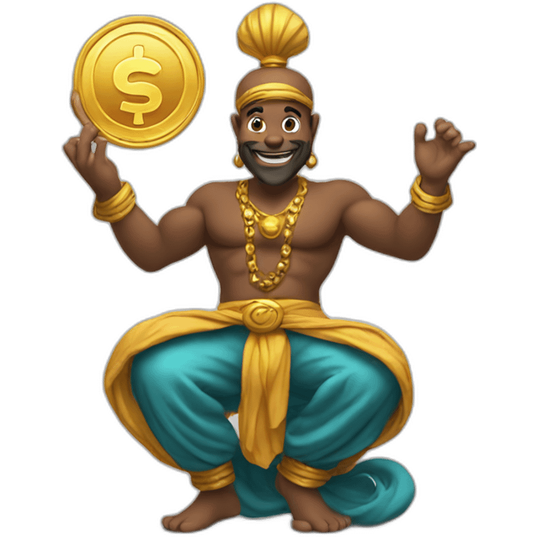 genie holding the big coin emoji