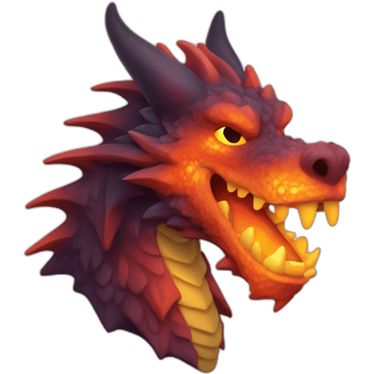 Un dragon mi loup rouge et orange moutardes qui crache du feux emoji