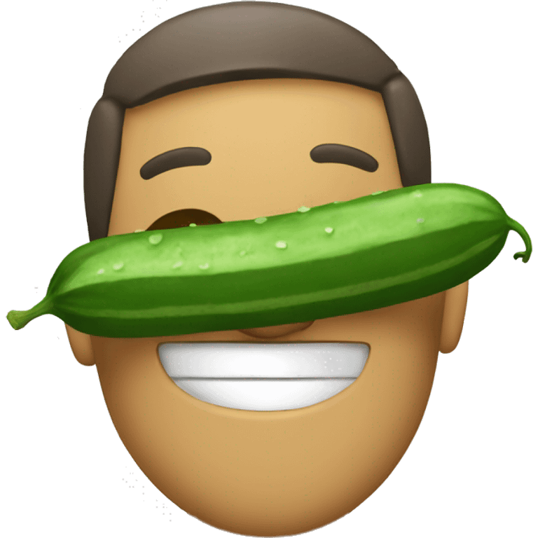 Smiley relaxing wearing cucumbers emoji