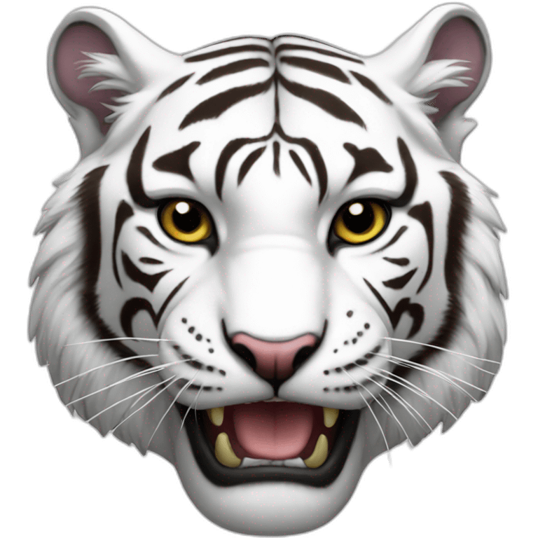 A whitetiger  with a steack in the mouth emoji