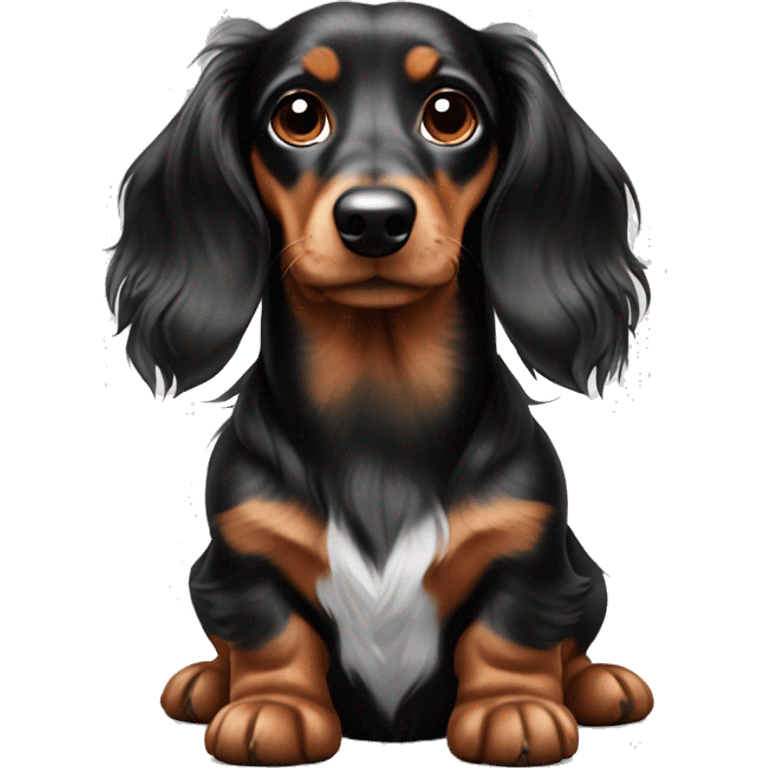 Black,brown Merle long haired Dachshund emoji