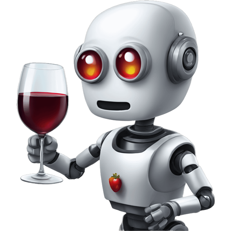 cute french robot drinking red wine emoji