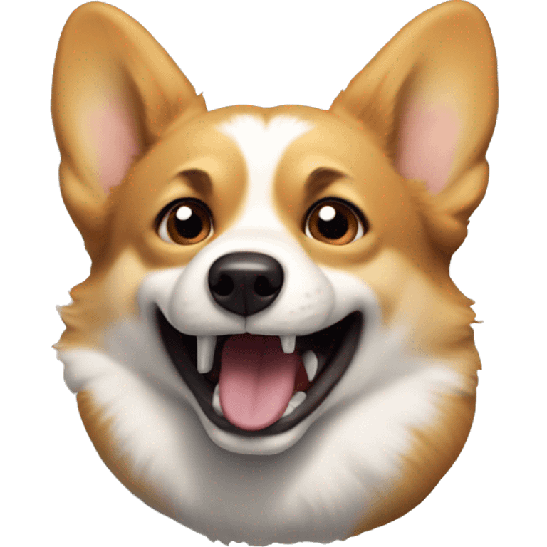 Corgi growling with furrowed brows, tiny fangs showing, and steam coming out of its ears. emoji