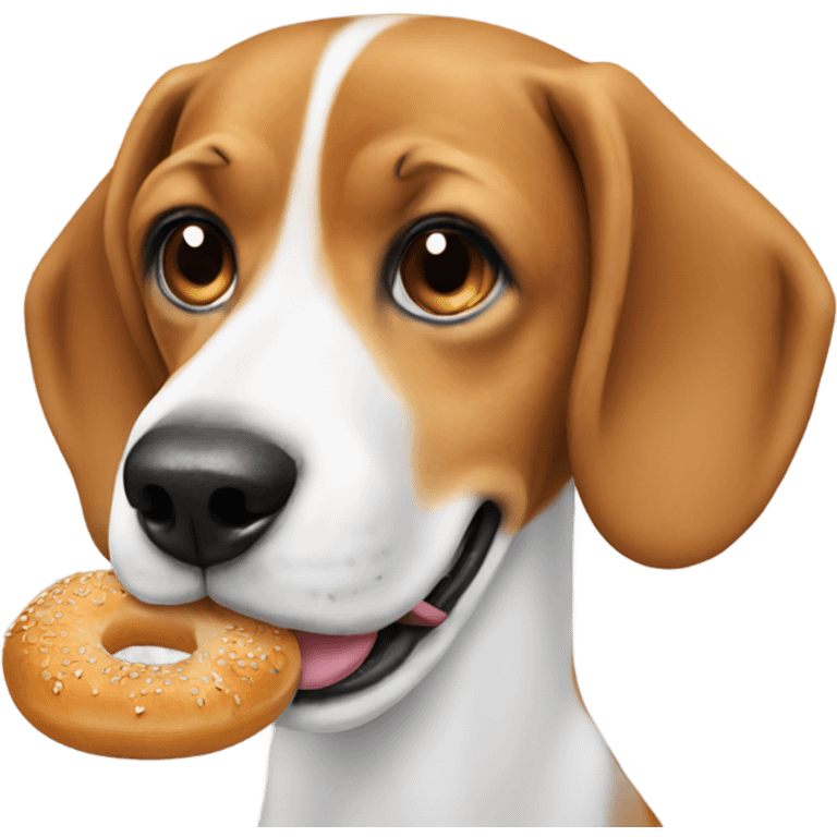 Beagle eating a bagel  emoji