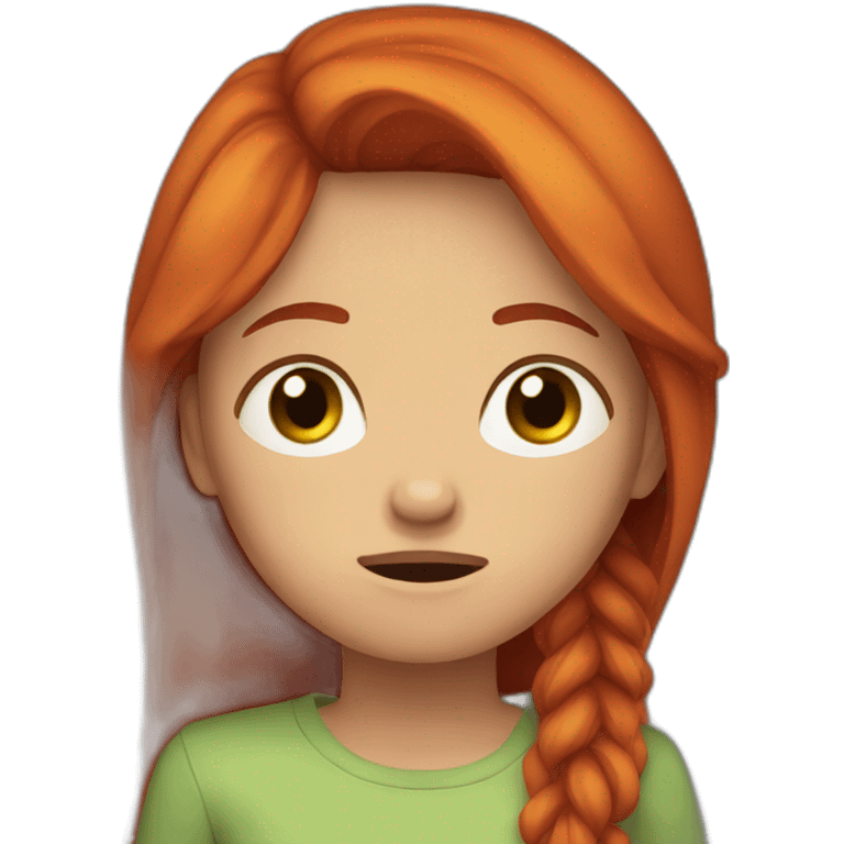 Long Redhair girl crying straight emoji