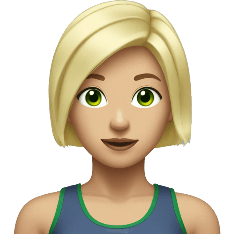  gym blonde girl with green eyes and a short haircut  emoji