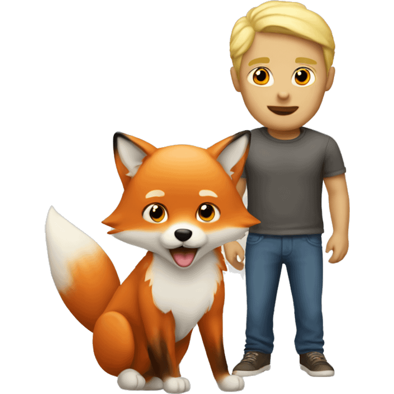 Blonde guy with little red fox emoji