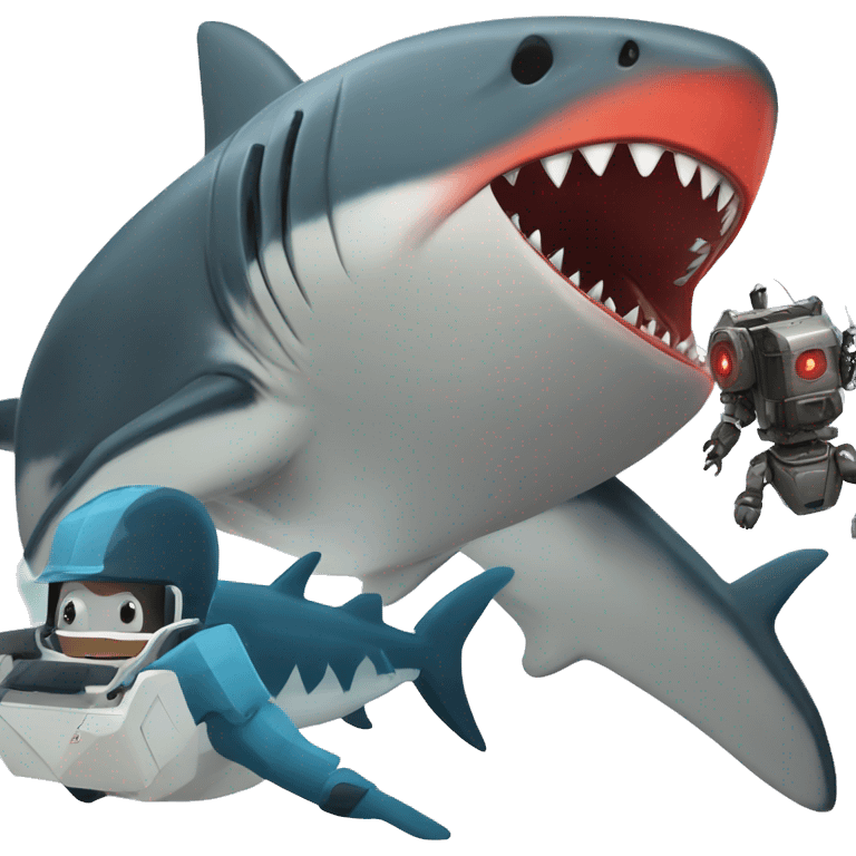 magma megalodon vs robot giant shark emoji