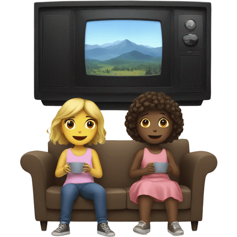 Two girls watching tv emoji