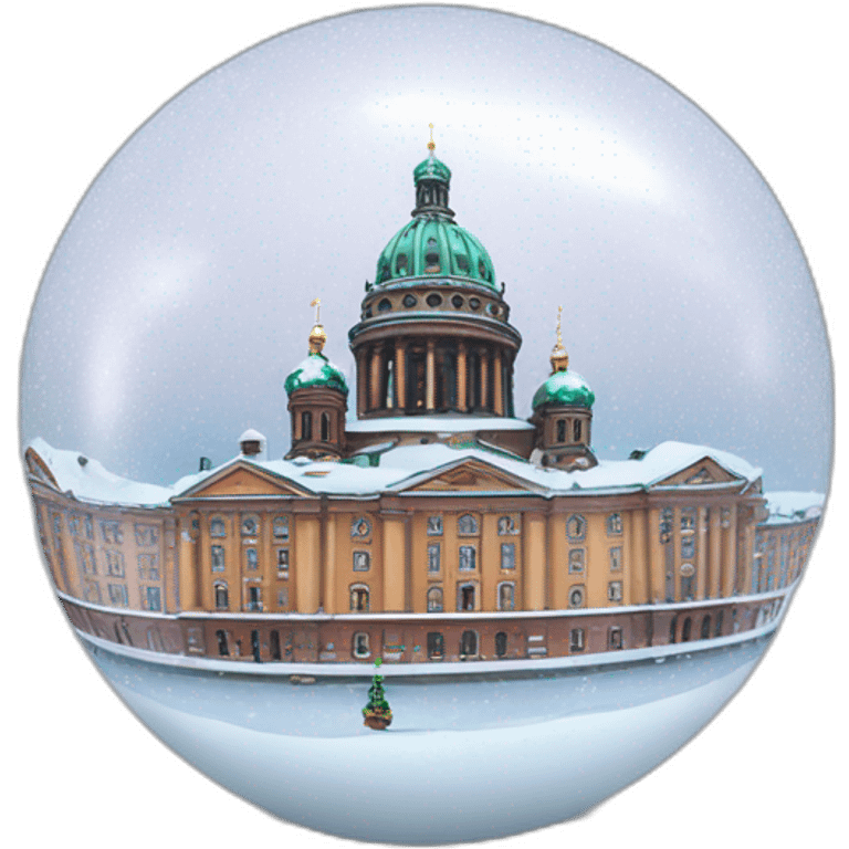 winter city Saint Petersburg in a souvenir ball with snow falling emoji