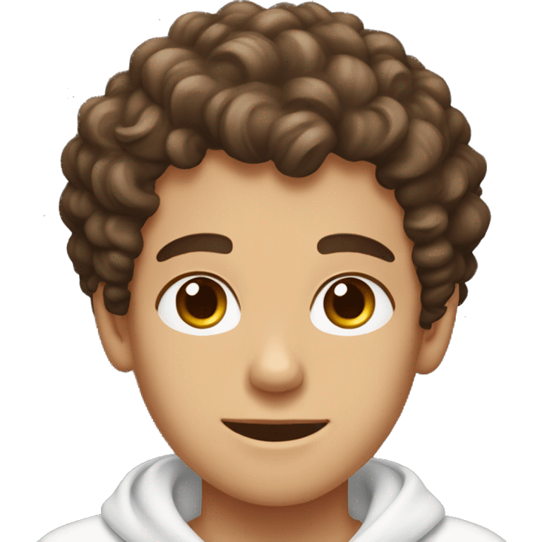 A white boy with curly brown hair and brown eyes, doing skincare. emoji