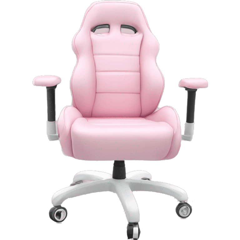 Light pink gamer girl chair with white accent with wheels.  emoji