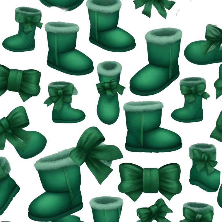 Dark green Ugg fur boots with dark green ribbon bows and silver buckle emoji