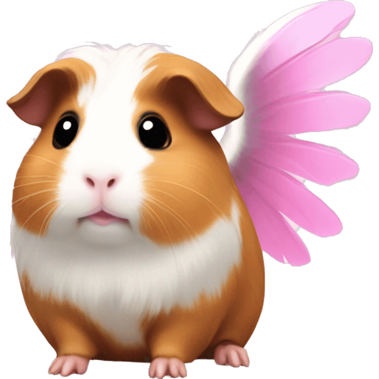 Kawaii Guinea pig with pink angel wings emoji