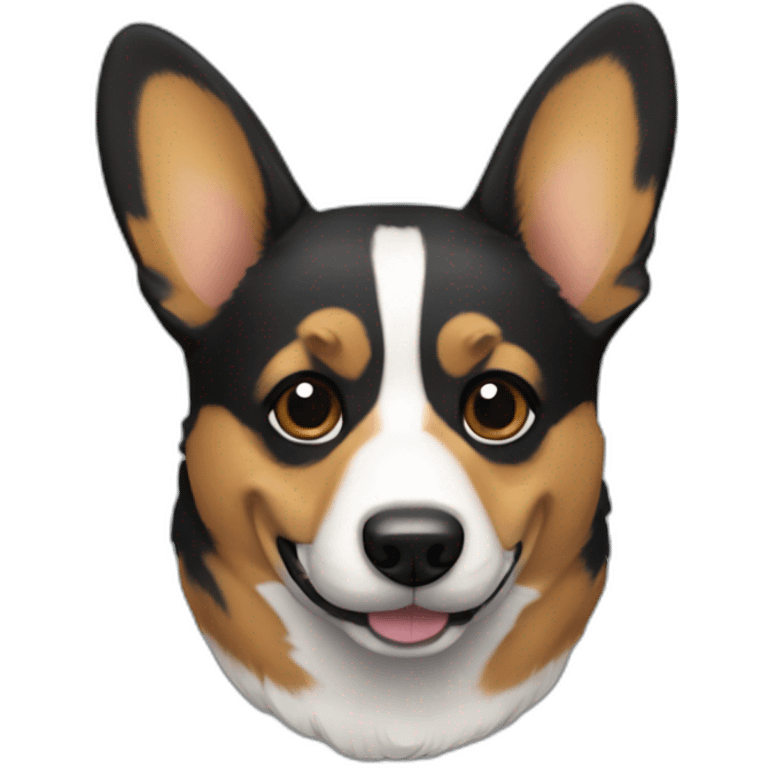 Corgi negro estilo batman emoji