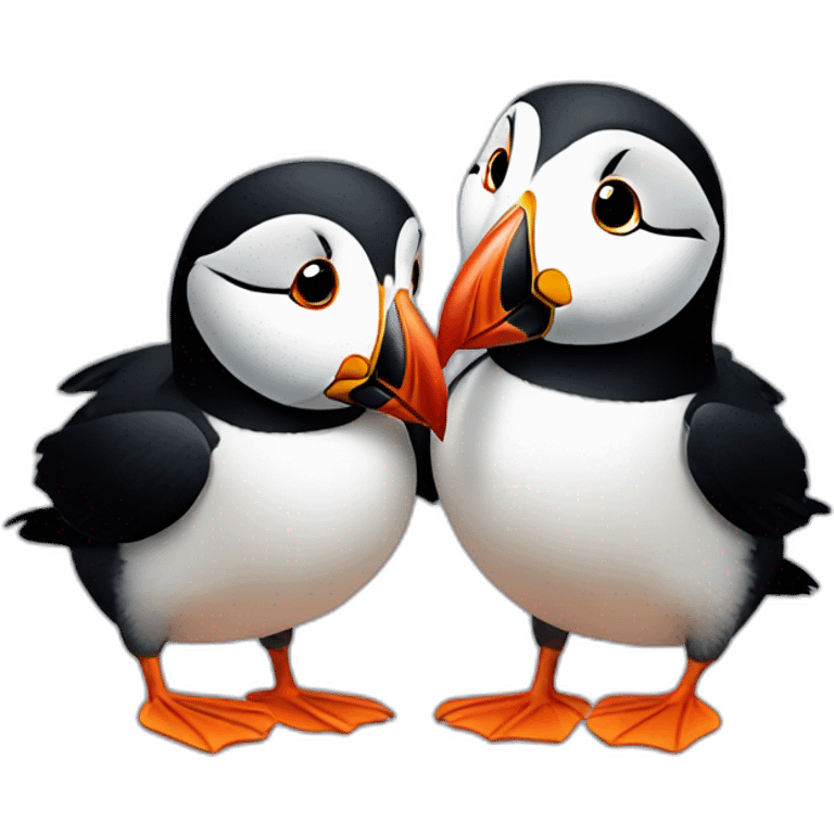 Two cuddling puffins emoji