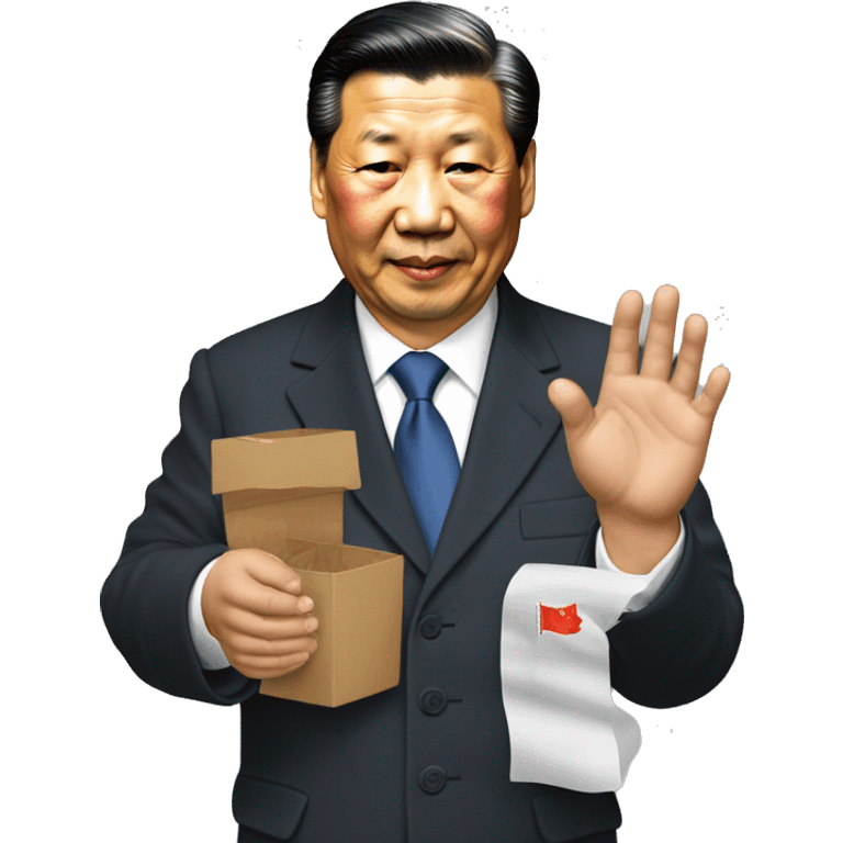 Xi Jinping tient un conteneur dans ses mains emoji