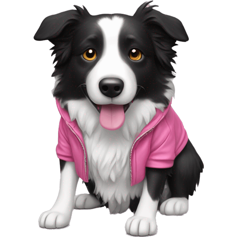 Border collie with pink jacket emoji