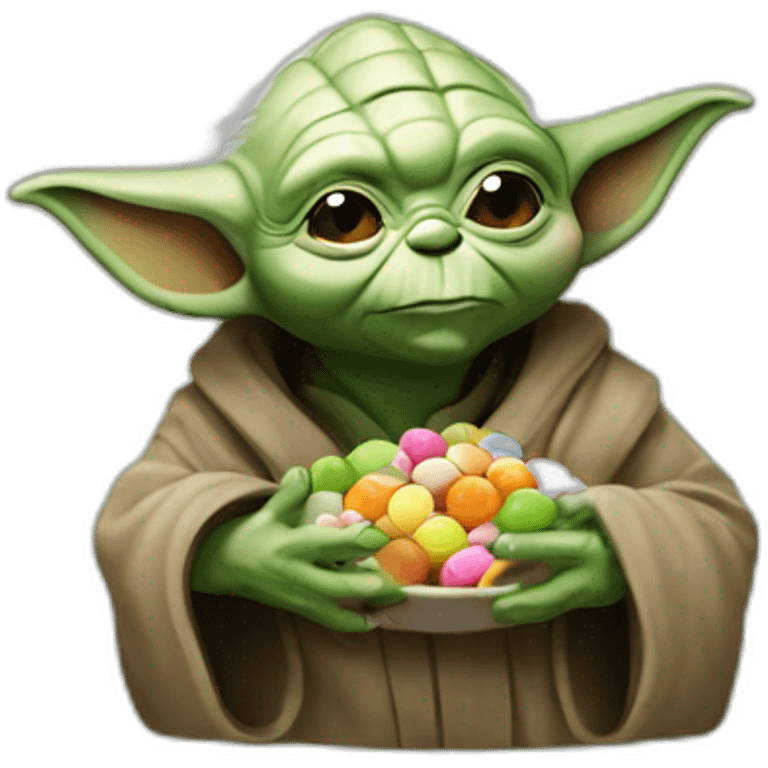 Yoda qui mange des bonbons emoji