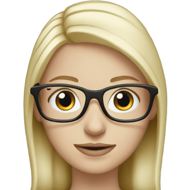 blonde pale white woman with blue eyes and glasses working on laptop emoji