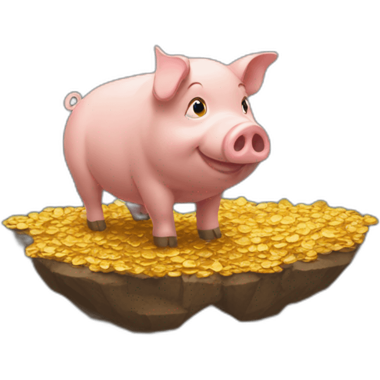 Pig under mountain gold emoji