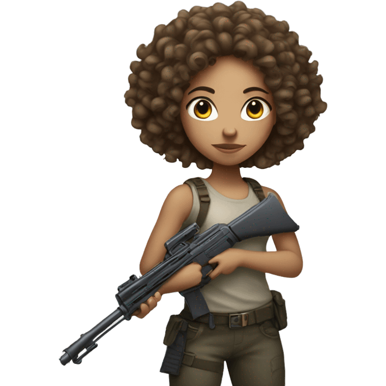 light skinned girl with curly hair with weapon emoji